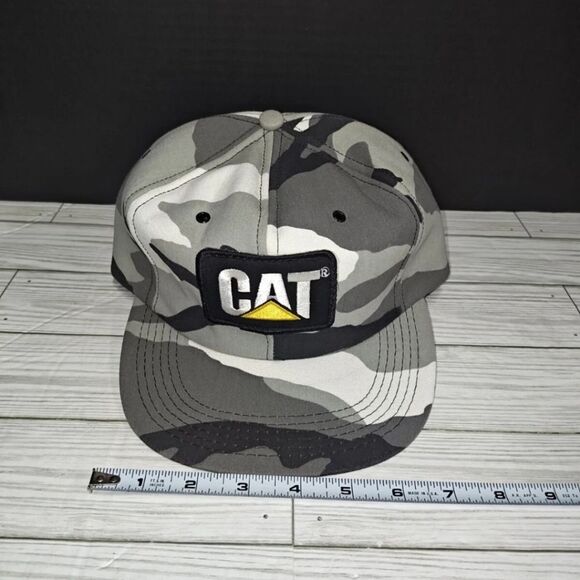 Vintage Camo Camouflage Cat Caterpillar Trucker Hat Patch Tonkin USA Snapback - Picture 10 of 10